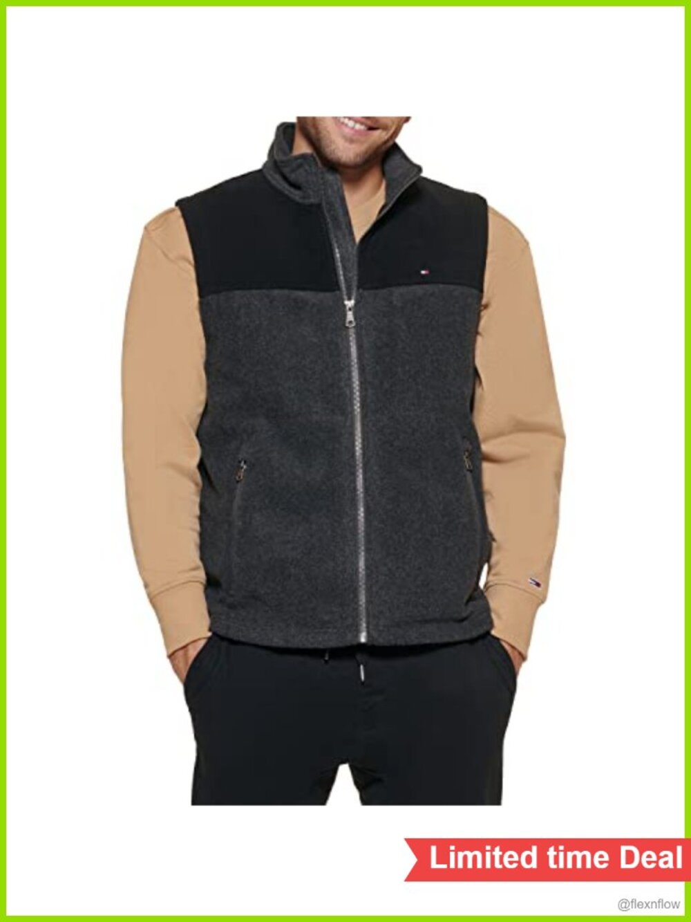 Men's Lightweight Polar Fleece Vest Stand Collar Zip Front